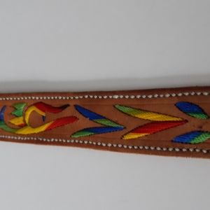 Y2K***Genuine tan leather embroidered belt***